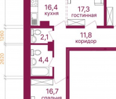 3-комн, 91кв м, этаж 2/12 микрорайон Топкинский, 70