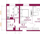 2-комн, 55кв м, этаж 2/12 микрорайон Топкинский, 70
