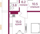 2-комн, 60кв м, этаж 2/12 микрорайон Топкинский, 70