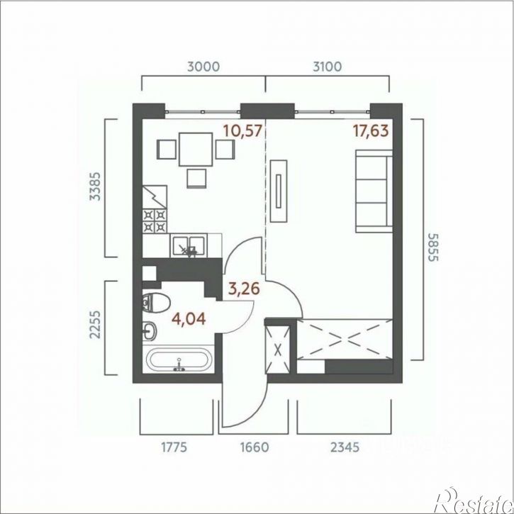 1-комн квартира в новом доме ул 6-я Советская, 3,  д. 3