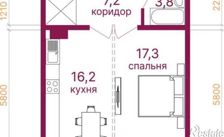 1-комн квартира микрорайон Топкинский, 70