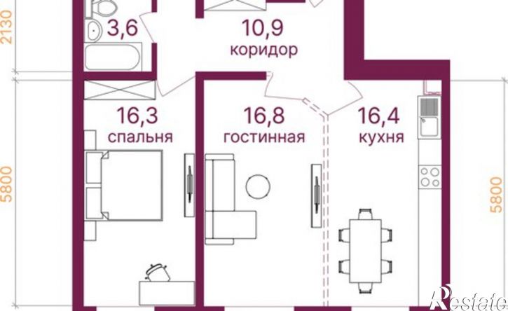 2-комн квартира микрорайон Топкинский, 70