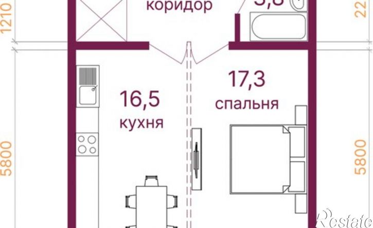 1-комн квартира микрорайон Топкинский, 70