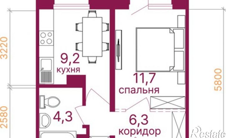 1-комн квартира микрорайон Топкинский, 70