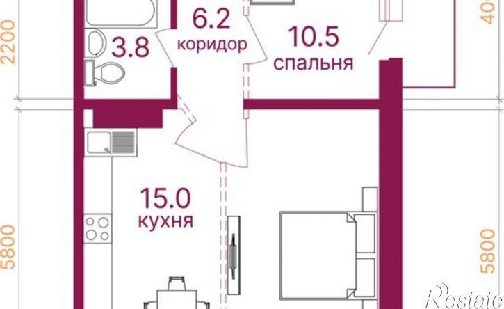 2-комн квартира микрорайон Топкинский, 70