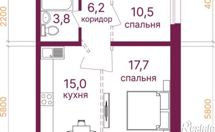 2-комн квартира микрорайон Топкинский, 70