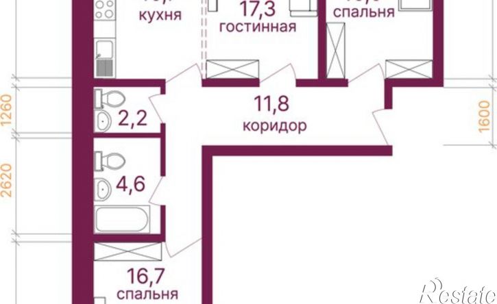 3-комн квартира микрорайон Топкинский, 70
