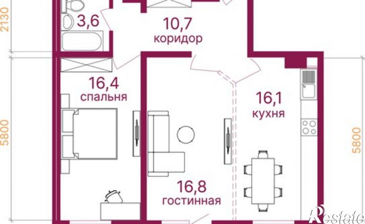 2-комн квартира микрорайон Топкинский, 70