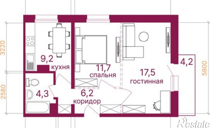 2-комн квартира микрорайон Топкинский, 70