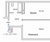 1-комн, 43кв м, этаж 11/18 ул Сибирская, 26