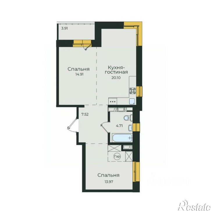 2-комн квартира в новом доме ул Пискунова, 132,  д. 132