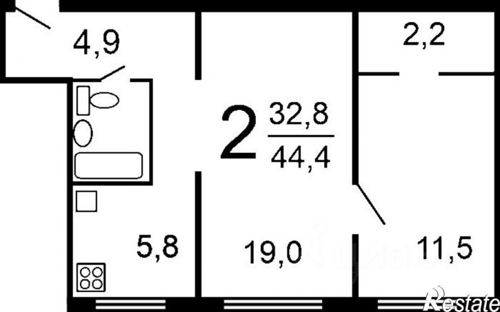 2-комн квартира микрорайон Первомайский, 46
