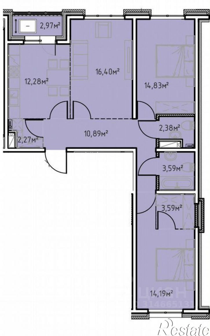 3-комн квартира ул Мира, 38,  д. 38