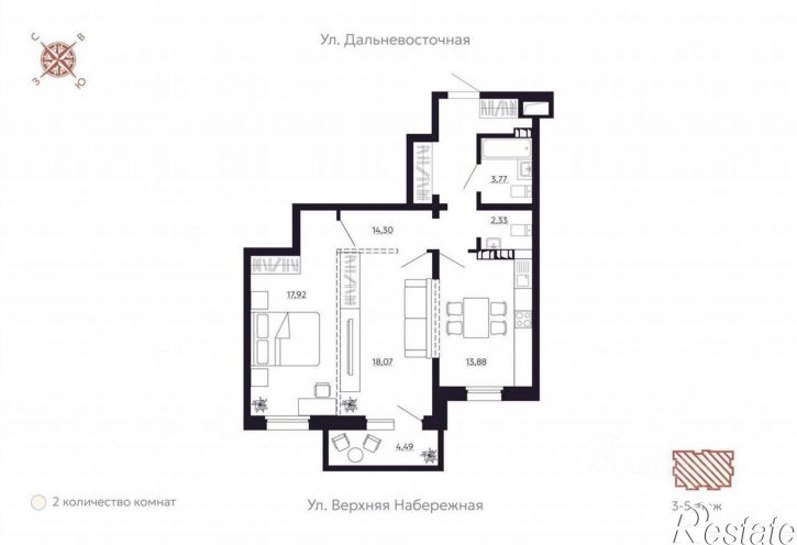 2-комн квартира ул Верхняя Набережная, 65,  д. 65