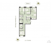 3-комн, 94 кв м, этаж 8/9 ул Седова, 55