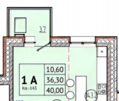 1-комн, 40 кв м, этаж 3/8 ул Багратиона, 11