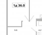 1-комн, 36 кв м, этаж 2/14 городок ИВАТУ, жилой комплекс Авиатор