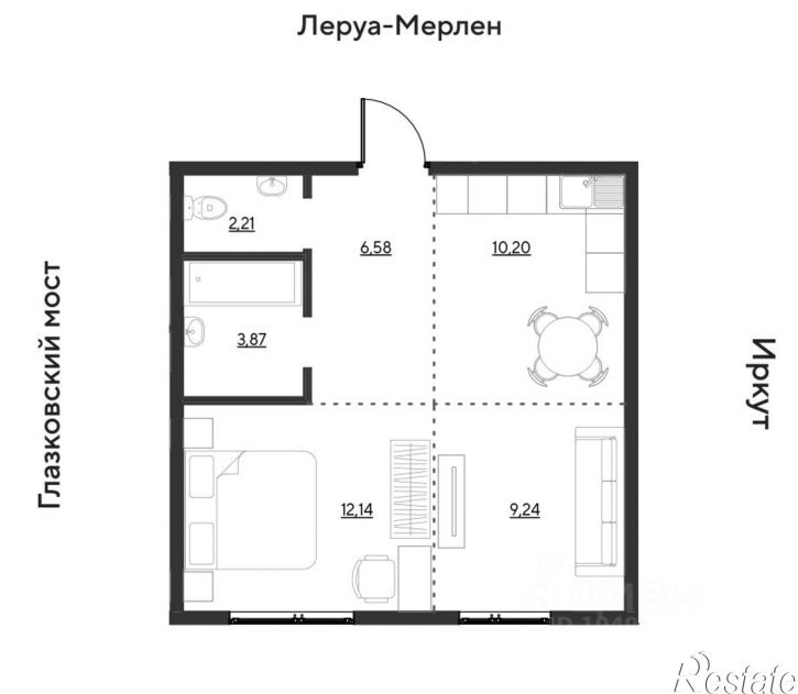 2-комн квартира в новом доме квартал Затон, улица Набережная Иркута