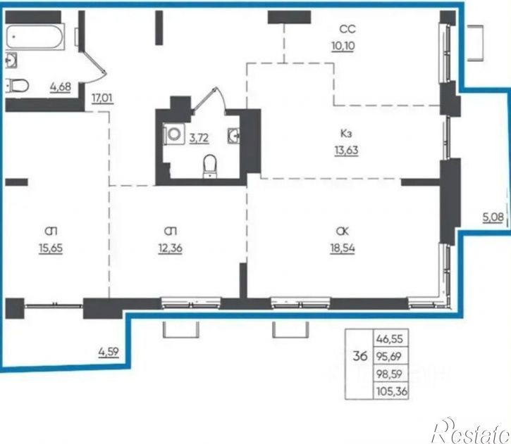 4-комн квартира ул Касьянова, 1а,  д. 1а