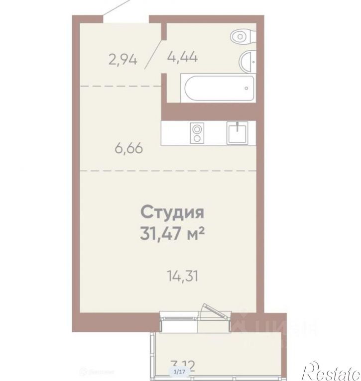 1-комн квартира в новом доме ул Советская, 109/3,  д. 109/3