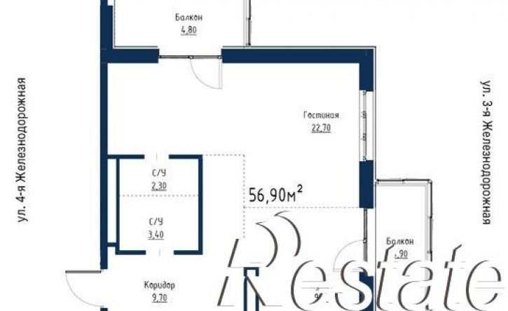 2-комн квартира в новом доме улица Румянцева, 38,  д. 38