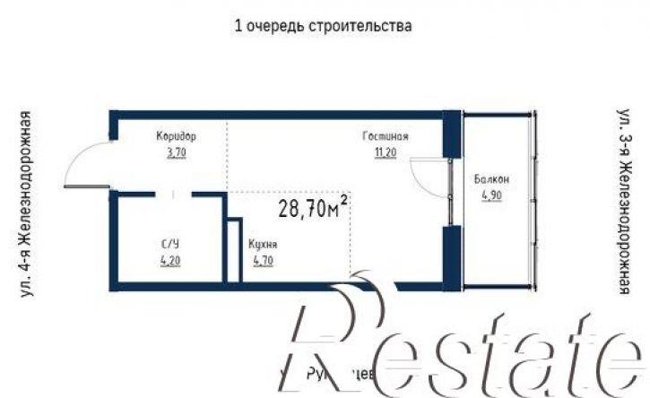1-комн квартира в новом доме улица Румянцева, 38,  д. 38
