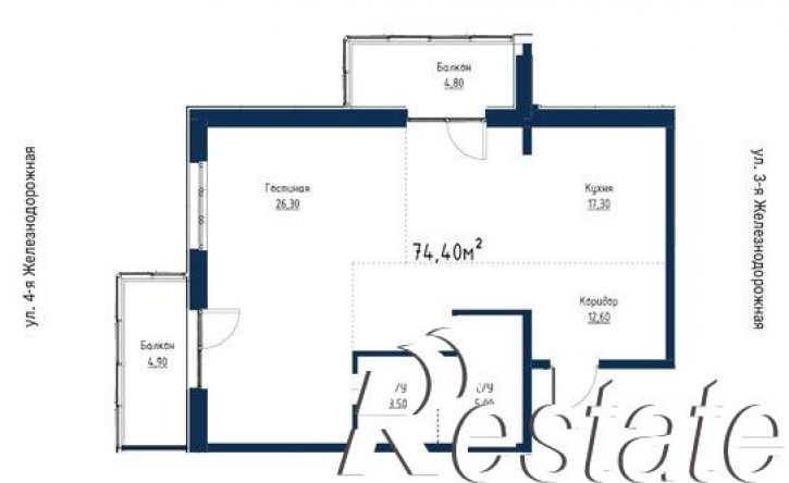 3-комн квартира в новом доме улица Румянцева, 38,  д. 38