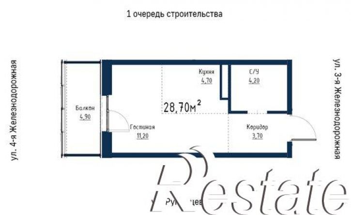 1-комн квартира в новом доме улица Румянцева, 38,  д. 38