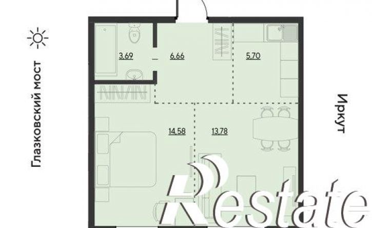 2-комн квартира улица Набережная Иркута, 23,  д. 23