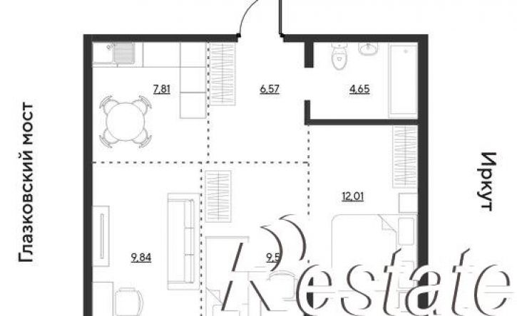 3-комн квартира улица Набережная Иркута, 1 с4,  д. 1 с4
