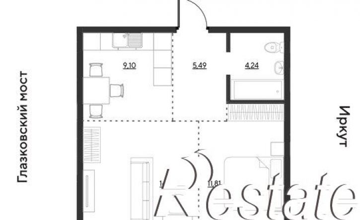 2-комн квартира улица Набережная Иркута, 1 с4,  д. 1 с4