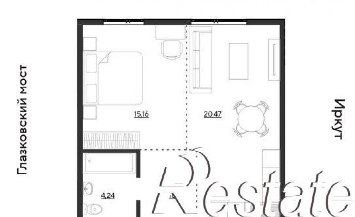 2-комн квартира улица Набережная Иркута, 1 с4,  д. 1 с4