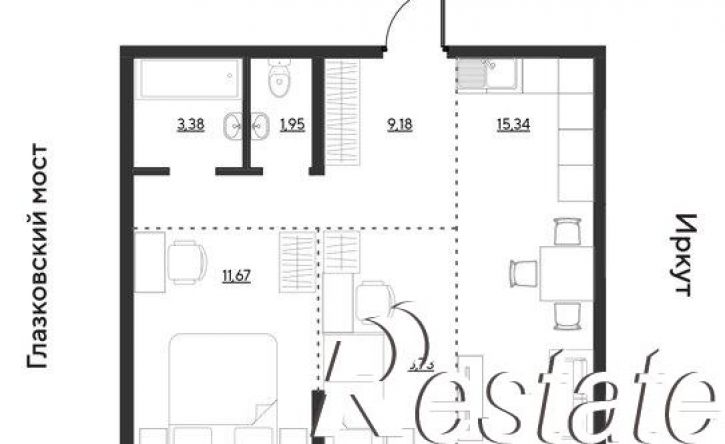 2-комн квартира улица Набережная Иркута, 1 с4,  д. 1 с4