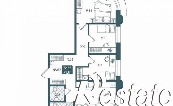 3-комн квартира в новом доме Старо-Кузьмихинская улица, 39/1,  д. 39/1