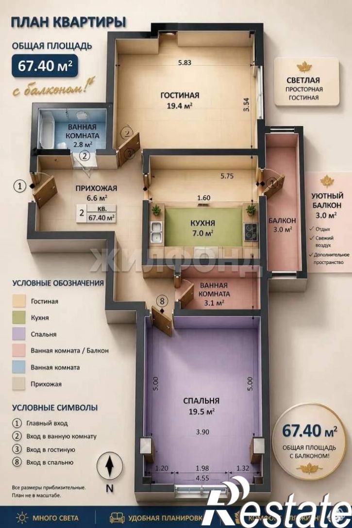 2-комн квартира Рябикова бульвар, д.100