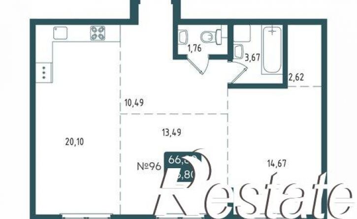 2-комн квартира в новом доме Старо-Кузьмихинская улица, 39/1,  д. 39/1